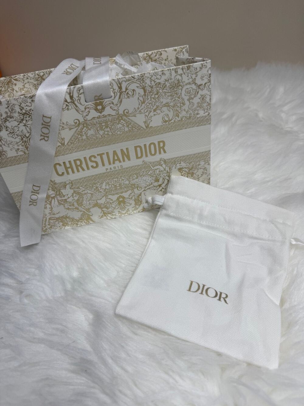 Dior Gift Bag Textured Paper Holiday Limited Edition L 9.5 x H 7 x D 3.5" Dust
